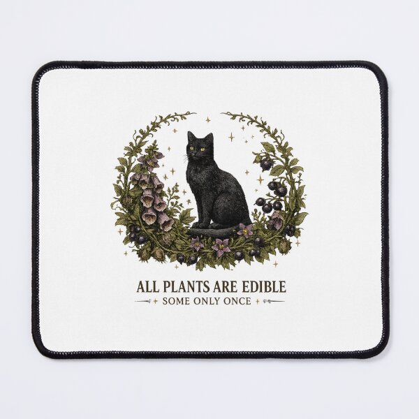 Item preview, All Plants Are Edible Shirt: Some Only Once, Black Cat Toxic Plants Botanical Graphic designed and sold by greatmar1.