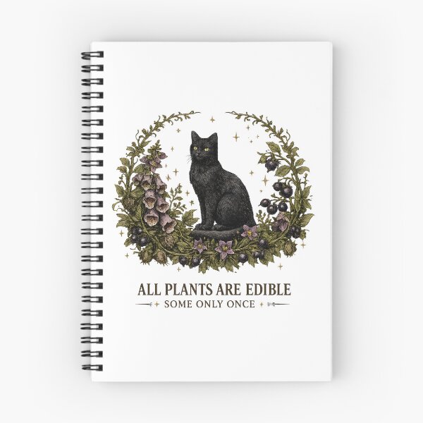 Item preview, All Plants Are Edible Shirt: Some Only Once, Black Cat Toxic Plants Botanical Graphic designed and sold by greatmar1.