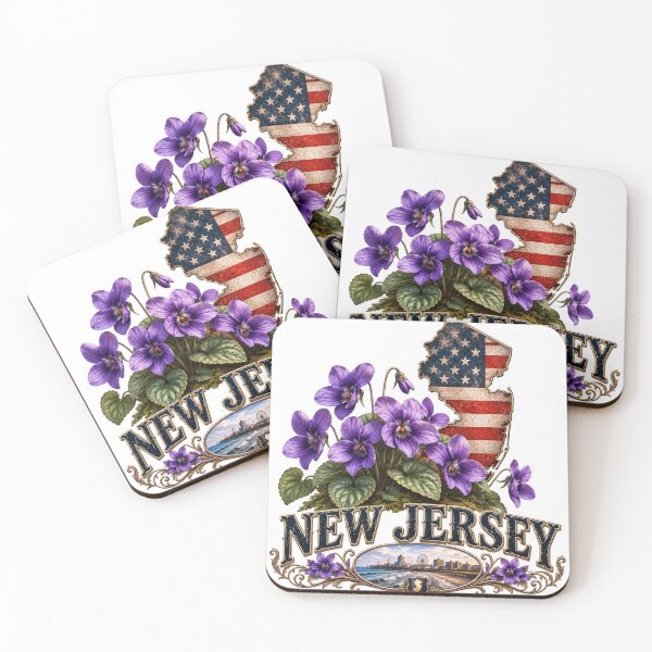 Item preview, New Jersey Blue Violet State Flower American Flag Shirt – Garden State Patriotic T-Shirt designed and sold by MOELYA.
