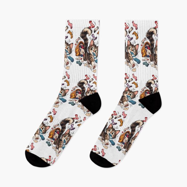 Item preview, Playful Cat and Flying Socks designed and sold by NucciCollective.