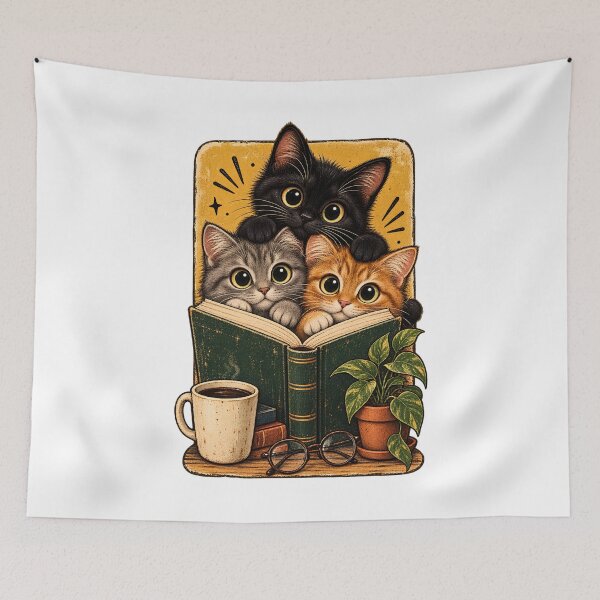 Item preview, Retro Curious Reading Cats Graphic Tee, Book Lover Cat Shirt, Cozy Cottagecore Vintage Top, Reader Gift Tee designed and sold by greatmar1.