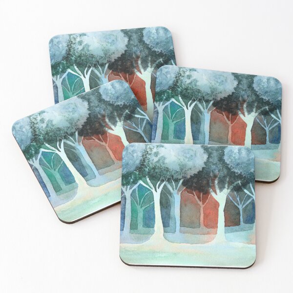 Item preview, Where the Forest Opens, Blue Green Abstract Watercolour Landscape designed and sold by ArithraStudio.