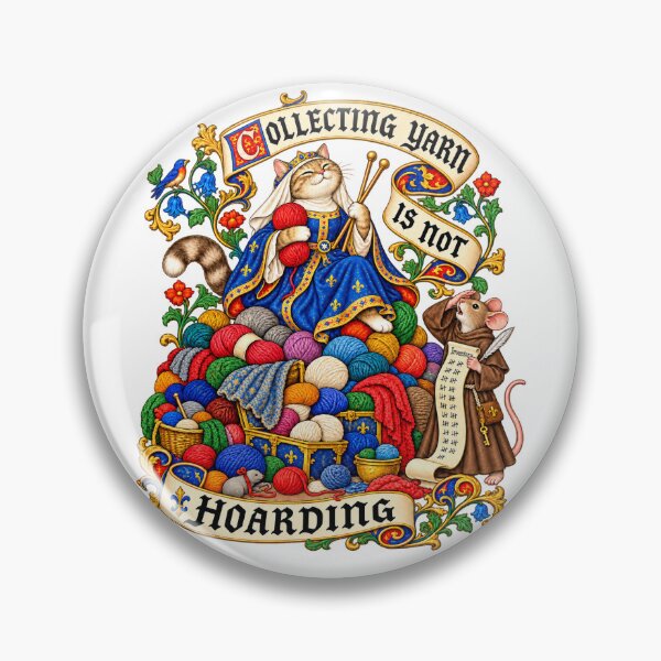 Item preview, Collecting Yarn Is Not Hoarding – Medieval Cat Knitting Humor designed and sold by TWPub.