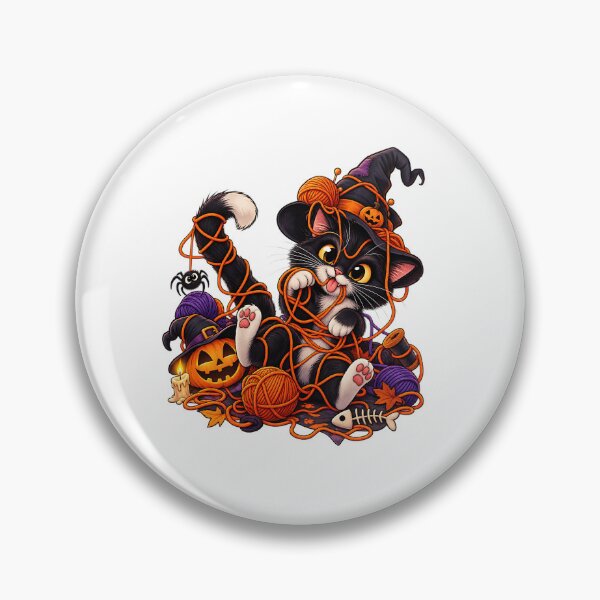 Item preview, Halloween Cat Tangled in Yarn designed and sold by NucciCollective.