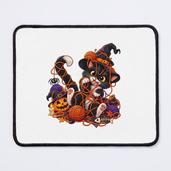 Item preview, Halloween Cat Tangled in Yarn designed and sold by NucciCollective.