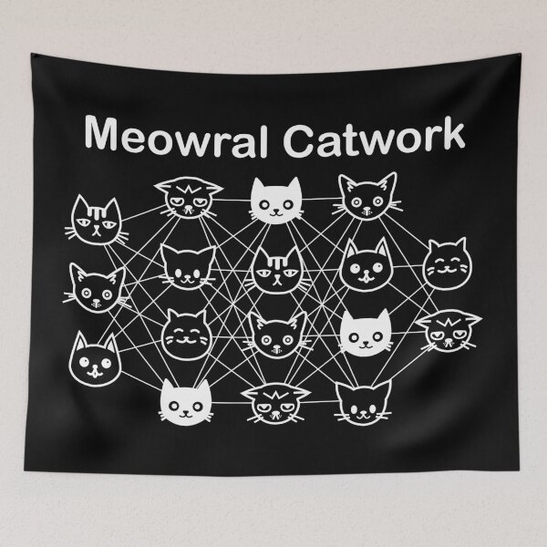 Item preview, Meowral Catwork Black Background designed and sold by yuretzius.