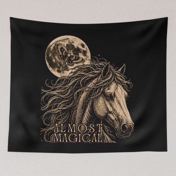 Item preview, Almost Magical Mystic Horse and Moth Vintage Art. designed and sold by LeSoniPapaPrint.