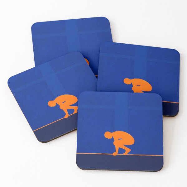 Item preview, 'Beneath' – Modern Abstract Figure Art in Cobalt Blue & Orange designed and sold by Moodzu.