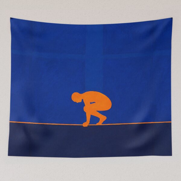 Item preview, 'Beneath' – Modern Abstract Figure Art in Cobalt Blue & Orange designed and sold by Moodzu.