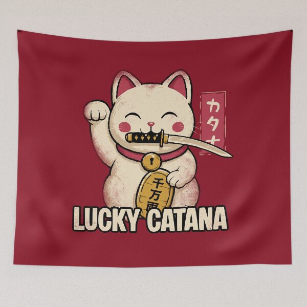 Item preview, Lucky Cat Waving with Catana in mouth designed and sold by therocketman.
