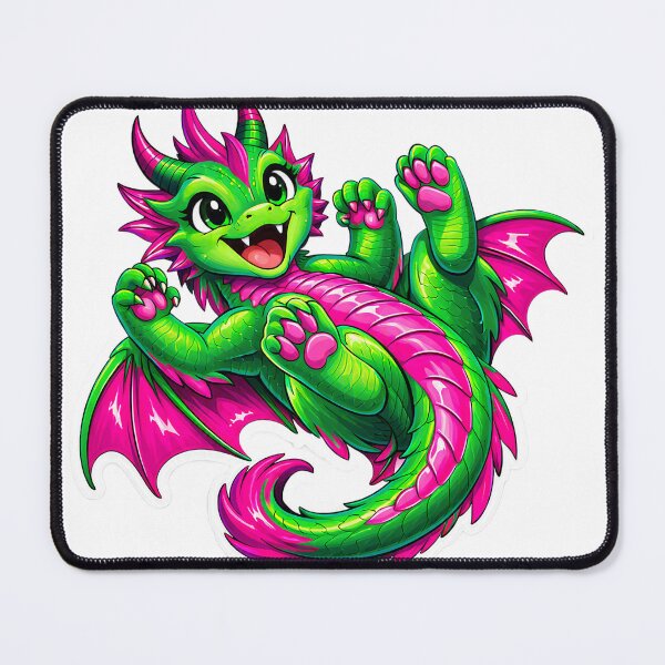 Item preview, Cute Neon Lime and Pink Chibi Dragon Stitch Sticker designed and sold by Freestyle Prints.