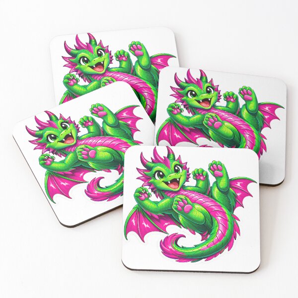 Item preview, Cute Neon Lime and Pink Chibi Dragon Stitch Sticker designed and sold by Freestyle Prints.
