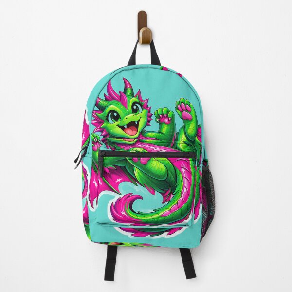 Item preview, Cute Neon Lime and Pink Chibi Dragon Stitch Sticker designed and sold by Freestyle Prints.