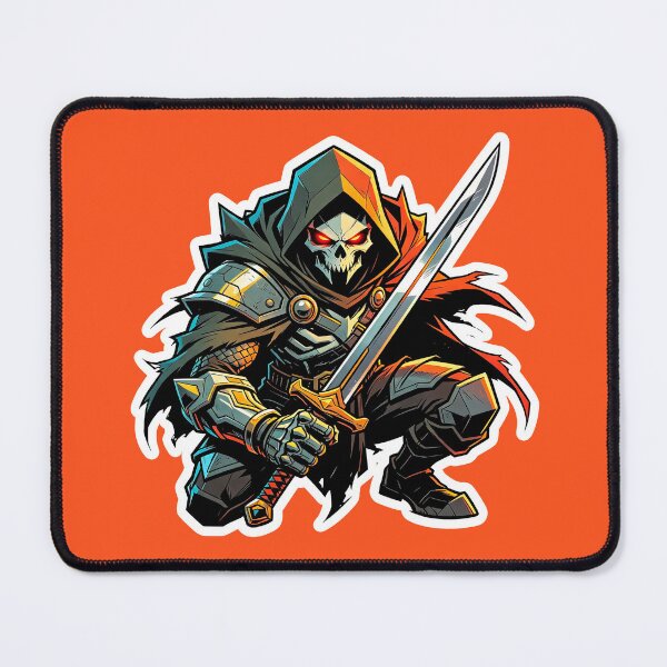 Item preview, Crouching Grim Reaper Warrior - Dark Fantasy Manga Art designed and sold by Outlet Raloel.