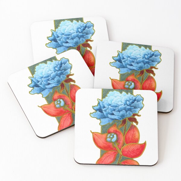 Item preview, Between Bloom and Flame, Blue and Red Botanical Watercolour designed and sold by ArithraStudio.