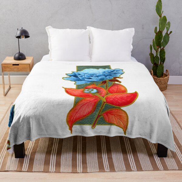 Item preview, Between Bloom and Flame, Blue and Red Botanical Watercolour designed and sold by ArithraStudio.