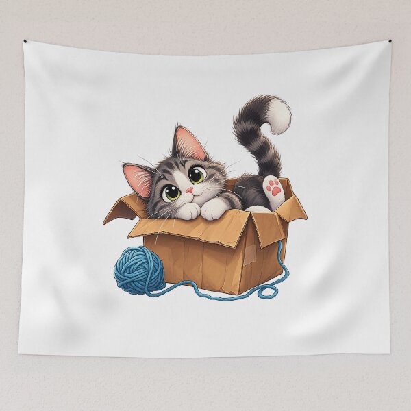 Item preview, Adorable Cat in a Cardboard Box designed and sold by NucciCollective.