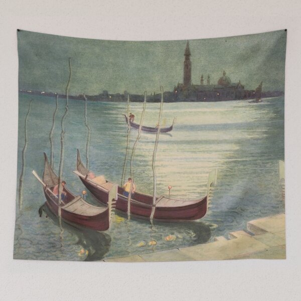 Item preview, A Venetian Scene Print, Joseph Edward Southall Vintage Arts and Crafts Painting, Venice Gondolas, Travel Art Lovers designed and sold by RickE.