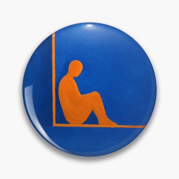 Item preview, At the Corner – Modern Abstract Figure Art in Blue and Orange designed and sold by Moodzu.