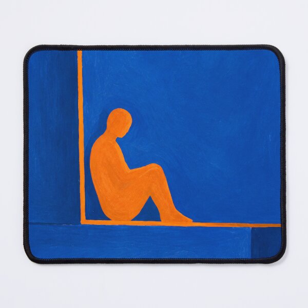 Item preview, At the Corner – Modern Abstract Figure Art in Blue and Orange designed and sold by Moodzu.
