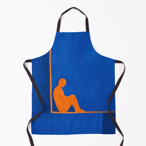 Item preview, At the Corner – Modern Abstract Figure Art in Blue and Orange designed and sold by Moodzu.