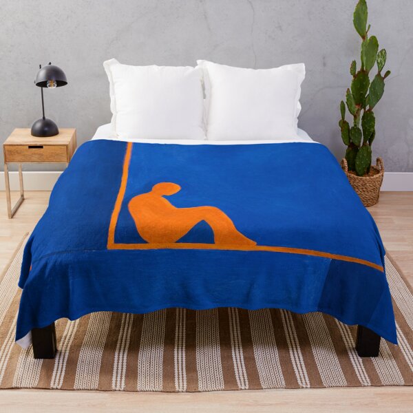 Item preview, At the Corner – Modern Abstract Figure Art in Blue and Orange designed and sold by Moodzu.