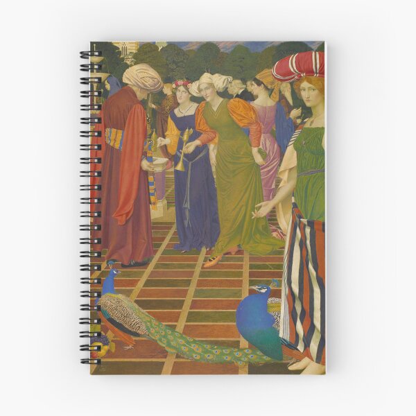 Item preview, New Lap for Old Print, Joseph Edward Southall Arts and Crafts Painting, Medieval Court Scene with Peacocks, Vintage Art Lovers designed and sold by RickE.