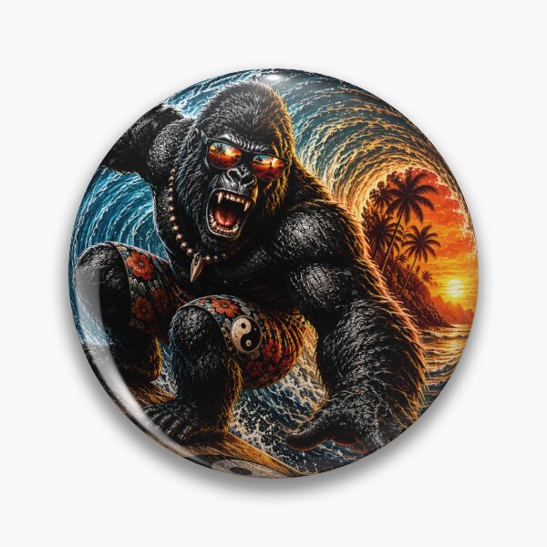 Item preview, Kong Kahuna Yin yang surfing gorilla designed and sold by EterniaE.