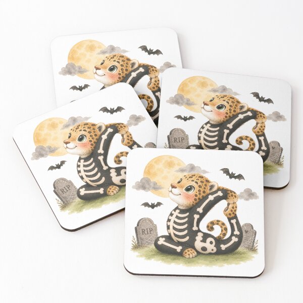 Item preview, Halloween Yoga Jaguar in King Pigeon Pose – Cute Skeleton Costume designed and sold by YogiAnimalArt.