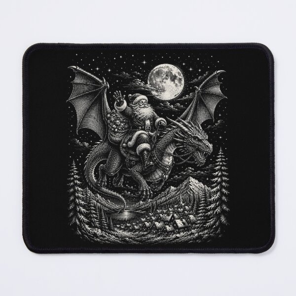 Item preview, Santa Claus Riding a Dragon – Vintage Christmas Fantasy designed and sold by SOUFIANE1991.