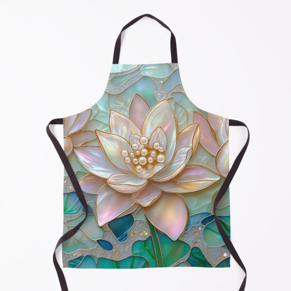 Item preview, Lotus Pearl Pink and Green Stained Glass Art designed and sold by MargaretWiktor.