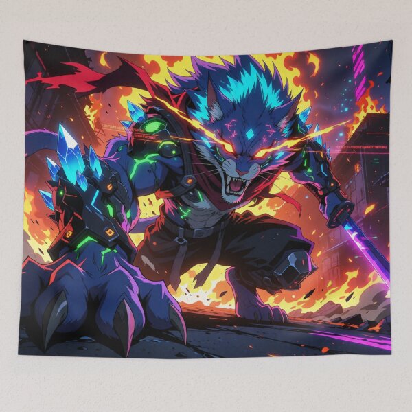 Item preview, Blue Beast Unleashed in Flame and Might (V4) designed and sold by SabaMirzique.