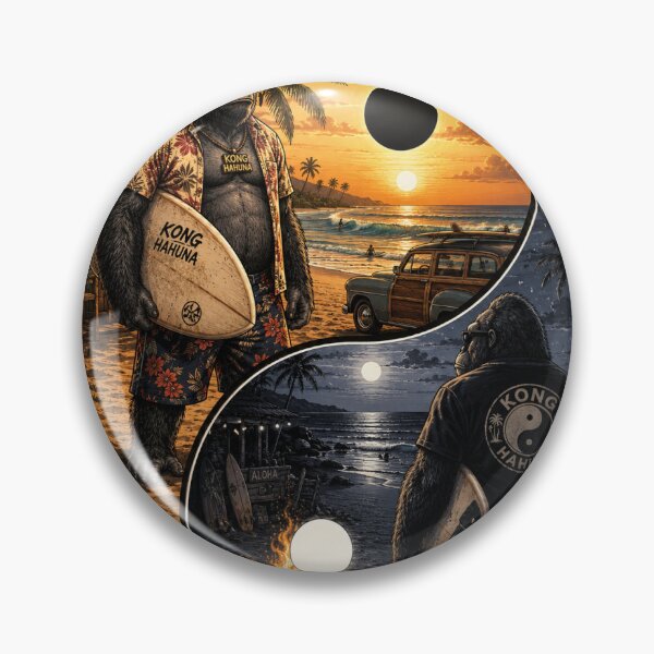Item preview, Kong Kahuna Yin yang surfing gorilla designed and sold by EterniaE.
