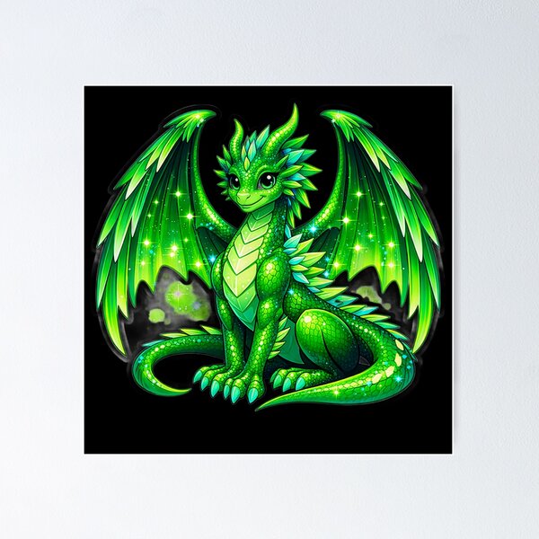 Item preview, Cute Emerald Crystal Dragon Magical Fantasy Sticker designed and sold by Freestyle Prints.