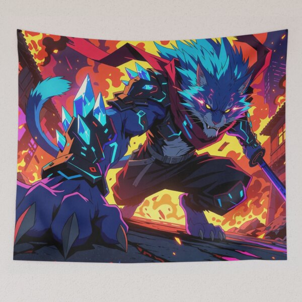 Item preview, Blue Beast Unleashed in Flame and Might (V3) designed and sold by SabaMirzique.