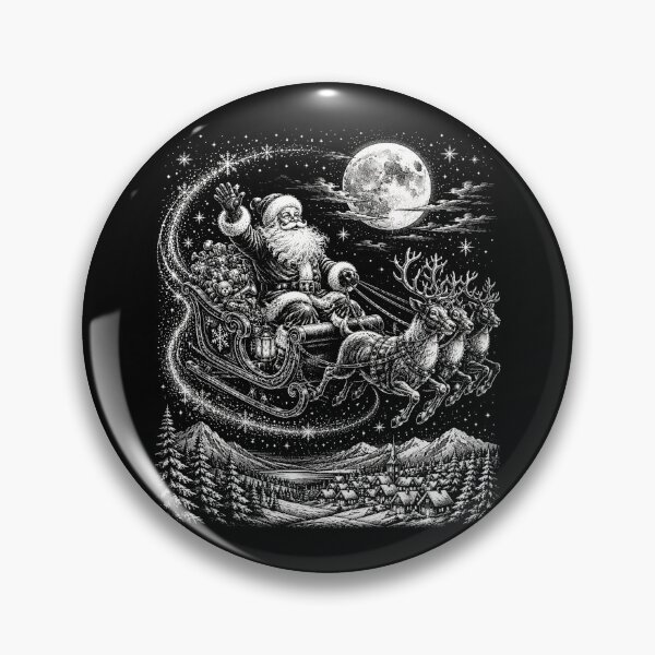 Item preview, Santa and Reindeer Under the Christmas Moon – Vintage Christmas Fantasy designed and sold by SOUFIANE1991.