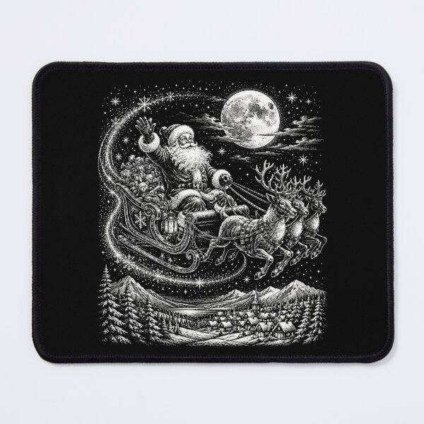 Item preview, Santa and Reindeer Under the Christmas Moon – Vintage Christmas Fantasy designed and sold by SOUFIANE1991.