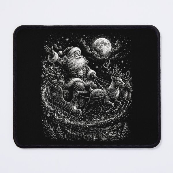 Item preview, Santa and Reindeer Under the Christmas Moon – Vintage Christmas Fantasy designed and sold by SOUFIANE1991.