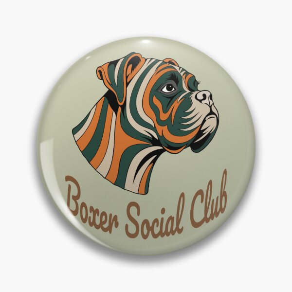 Item preview, Boxer Social Club Vintage Badge designed and sold by Kinship-Pets.