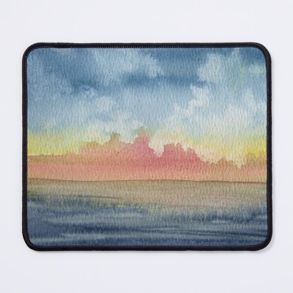 Item preview, The Far Side of Rain, Blue-Grey and Rose Watercolour Landscape designed and sold by ArithraStudio.