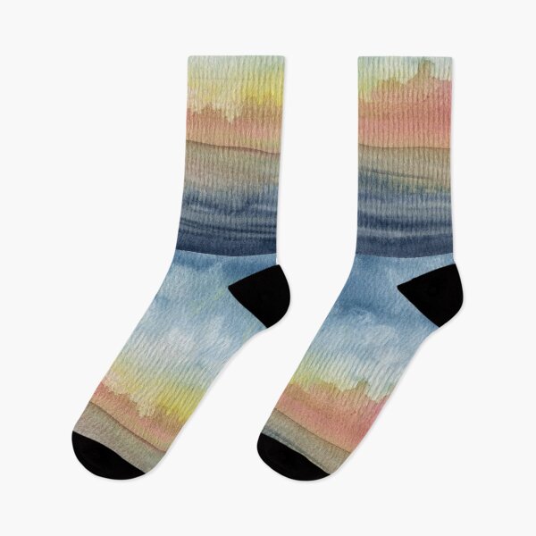 Item preview, The Far Side of Rain, Blue-Grey and Rose Watercolour Landscape designed and sold by ArithraStudio.