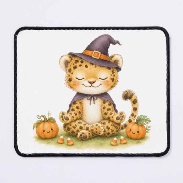 Item preview, Halloween Lotus Jaguar in a Witch’s Hat designed and sold by YogiAnimalArt.