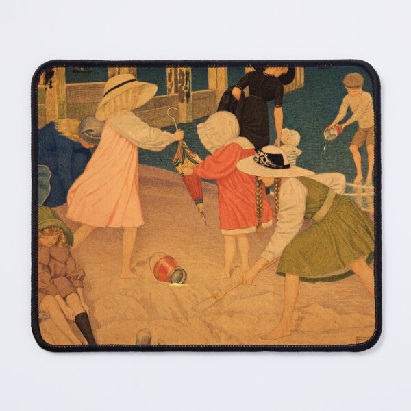 Item preview, Children at Play Print, Joseph Edward Southall Arts and Crafts Painting, Vintage Seaside Childhood Scene, Coastal Art Lovers designed and sold by RickE.