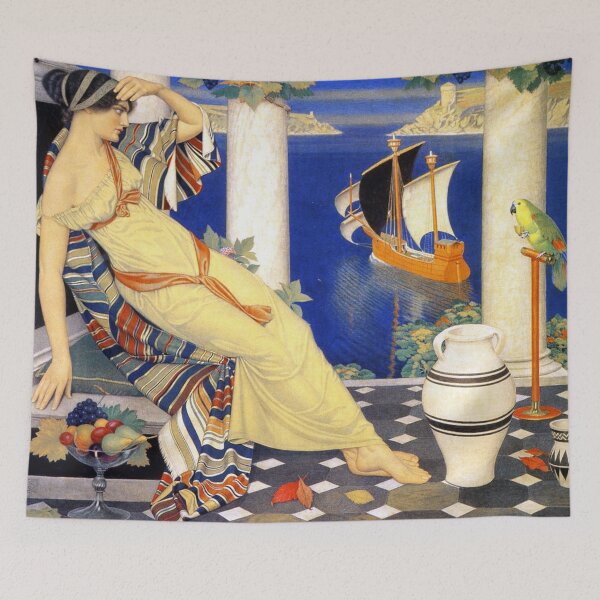 Item preview, Ariadne in Naxos Print, Joseph Edward Southall Vintage Greek Mythology Art, Elegant Woman by the Sea, Classical Art Lovers designed and sold by RickE.