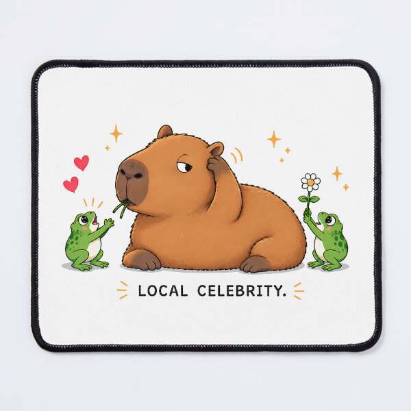 Item preview, Local Celebrity Capybara with Frog Fans designed and sold by LazyPaw Design.