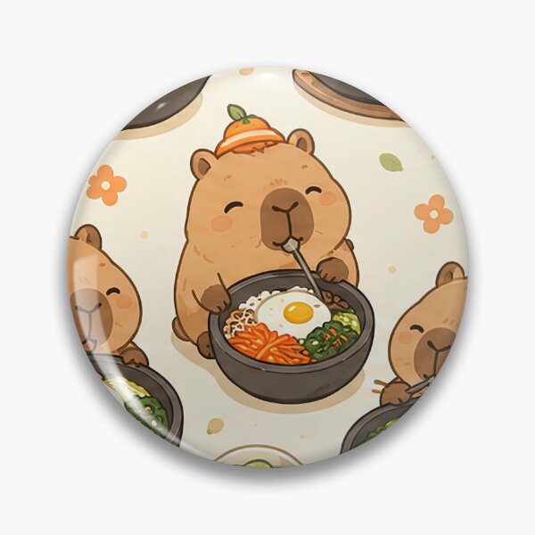 Item preview, Capybara Bibimbap Bowl Kawaii Food Pattern designed and sold by Soft Berry Studio.