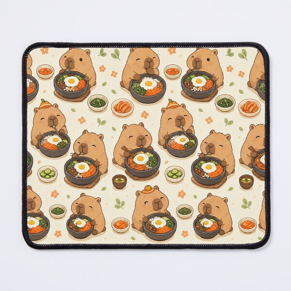Item preview, Capybara Bibimbap Bowl Kawaii Food Pattern designed and sold by Soft Berry Studio.