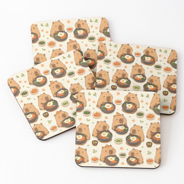 Item preview, Capybara Bibimbap Bowl Kawaii Food Pattern designed and sold by Soft Berry Studio.