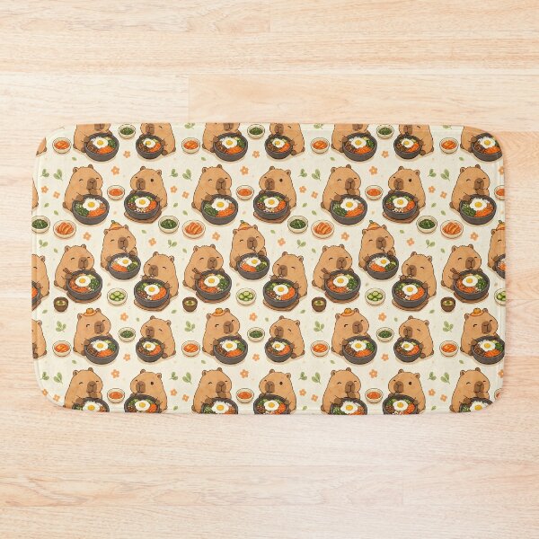 Item preview, Capybara Bibimbap Bowl Kawaii Food Pattern designed and sold by Soft Berry Studio.