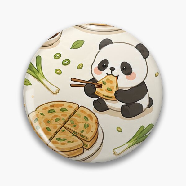 Item preview, Panda Scallion Pancake Kawaii Food Pattern designed and sold by Soft Berry Studio.